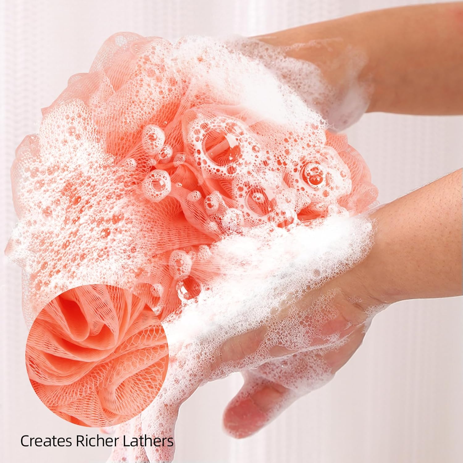 4-Pack Bath Sponges Shower Loofahs Mesh Balls Sponge for Body Wash Bathroom Men Women - VINE GLOBAL