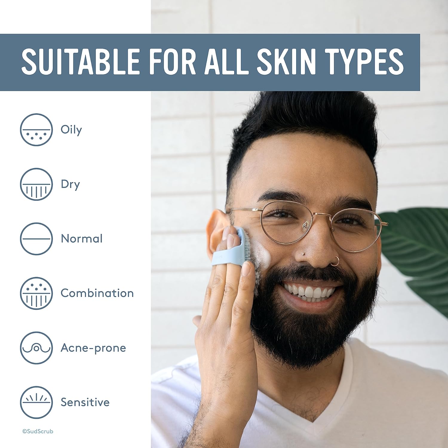 Antimicrobial Silicone Face Scrubber, 1 Pack, Gentle Face Exfoliator for Sensitive Skin - VINE GLOBAL