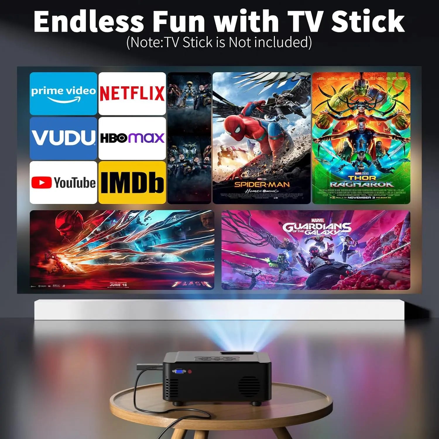 Projector with WIFI and Bluetooth,Native 1080P Projector,2024 450 ANSI Portable Movie Projector for Outdoor Use,Zoom Function,Home Video Led Projector Compatible with Iphone/Android/Tv Stick VINE GLOBAL