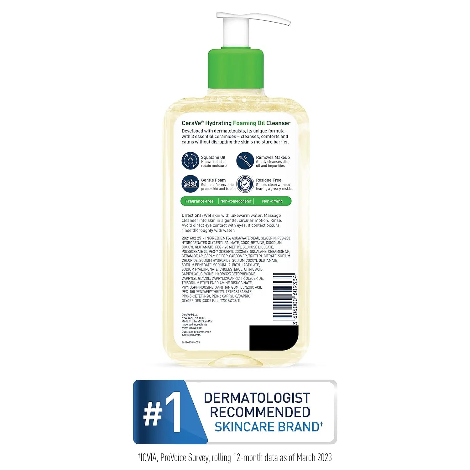 CeraVe Hydrating Foaming Oil Facial Cleanser, Dry Skin Face Wash with Hyaluronic Acid, 12 fl oz Doba