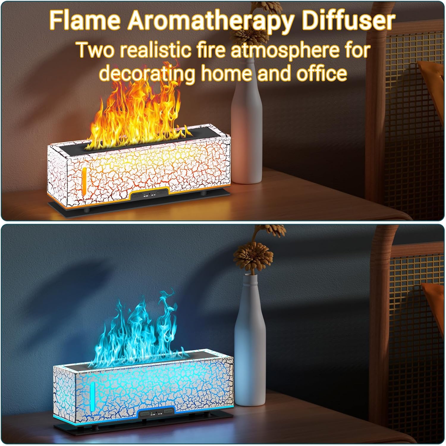 Diffuser Humidifier Essential Oil Diffusers 200ml Desk Aroma Diffusers for Home Office Cool Fire Air Diffuser White Crack - VINE GLOBAL