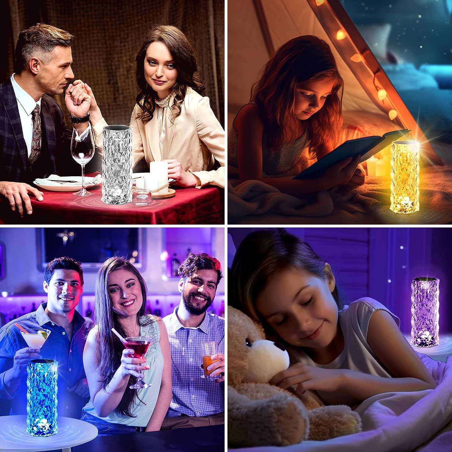 Crystal RGB Table Lamp | Touch Control Rose Wave Lamp - VINE GLOBAL