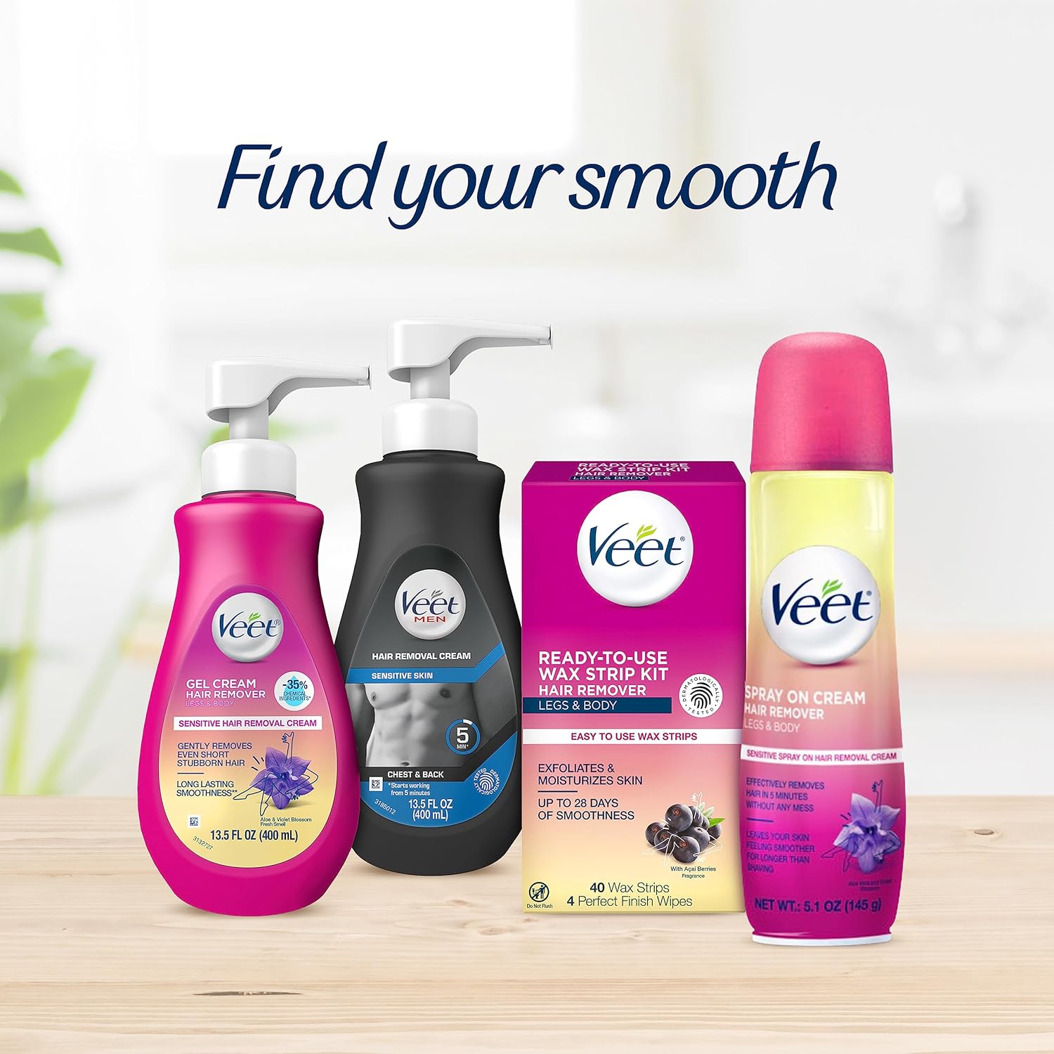 VEET Sensitive Skin Hair Removal Cream For Women, Painless Bikini Hair Removal Gel, Dermatologically Tested Depilatory Cream For Bikini Line, Legs, Arms, Underarms, 13.5 FL OZ Pump Bottle with Tool - VINE GLOBAL