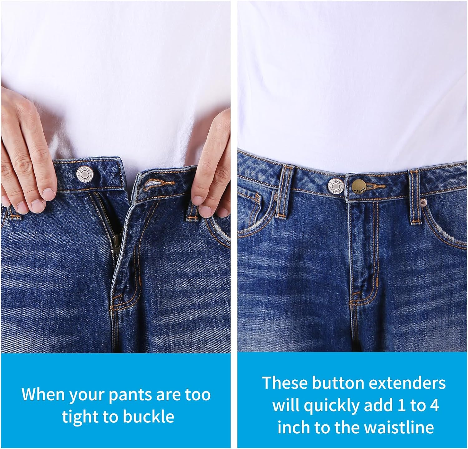 Ceryvop 12PCS Button Extenders for Jeans, Pants Waist Button Extender for Women Men, 3 Colors Pant Waistband Expander, Pants Waist Extension 1-1.4 Inches - VINE GLOBAL