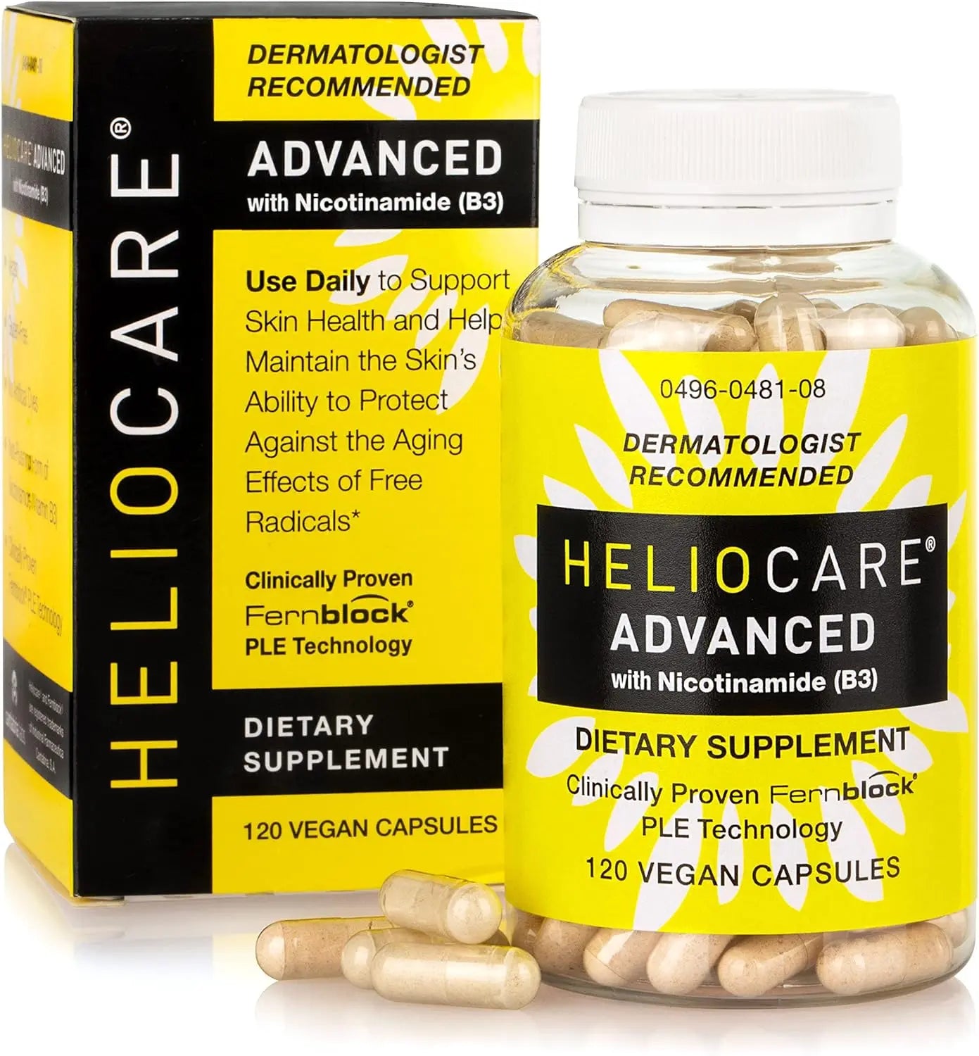 Heliocare Advanced Niacin B3 Supplement: Fernblock PLE Extract 240mg Per Serving - Supports Skin Cell Health W/Antioxidant Rich Vitamin B3 Niacin 500 mg - 120 Vegan Capsules VINE GLOBAL