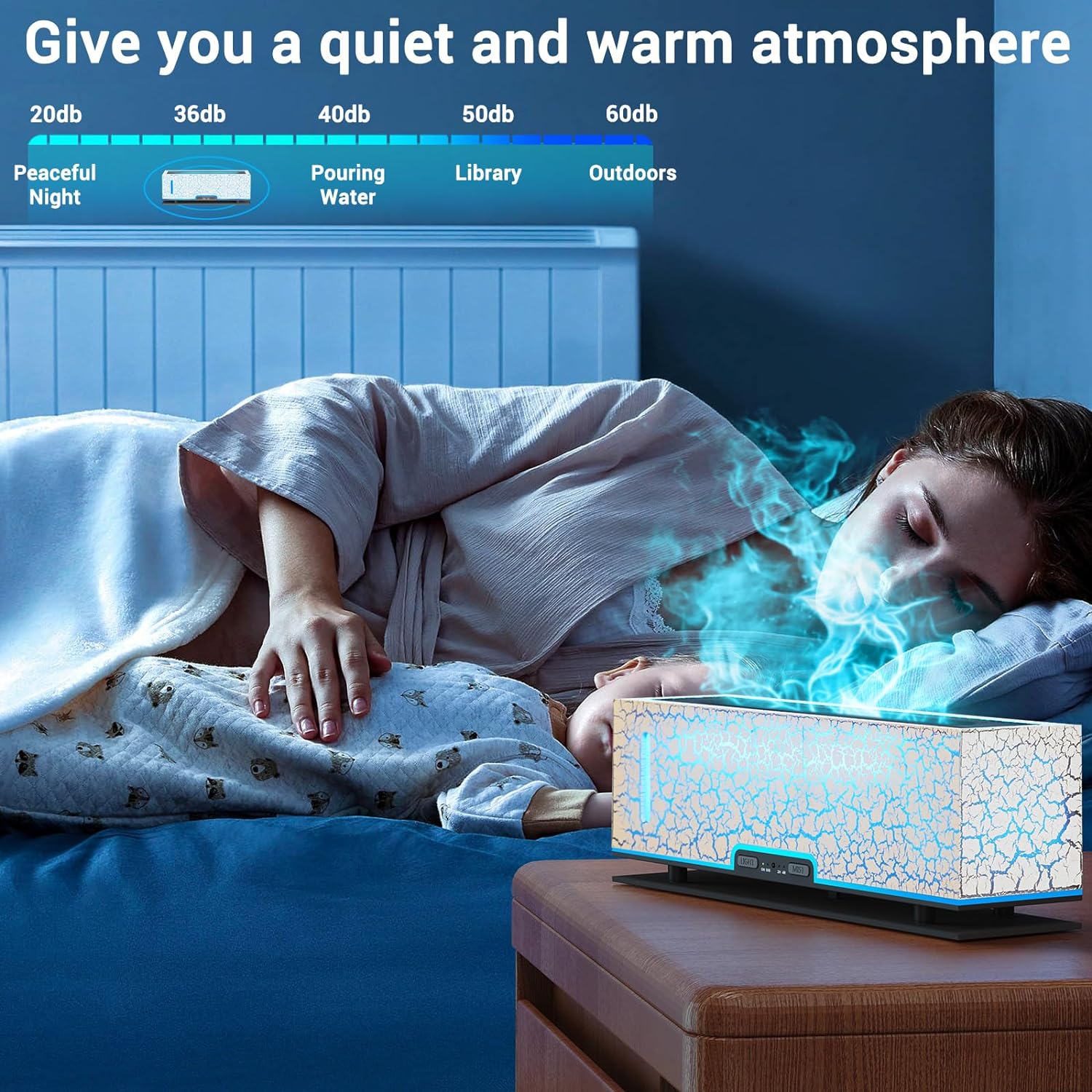 Diffuser Humidifier Essential Oil Diffusers 200ml Desk Aroma Diffusers for Home Office Cool Fire Air Diffuser White Crack - VINE GLOBAL