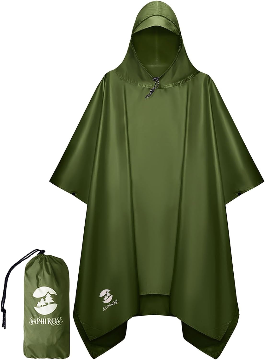 Hooded Rain Poncho Waterproof Raincoat Jacket for Men Women Adults