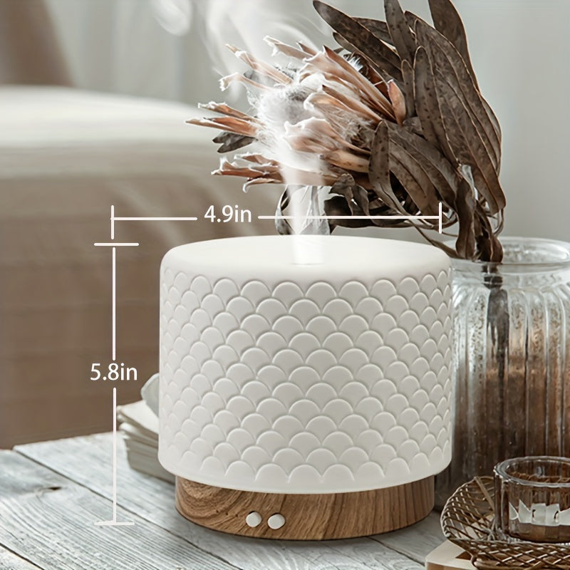 Essential Oil Diffuser, Ceramic Diffuser for Essential Oil Large Room Diffusers, Ultrasonic 280ml Aromatherapy Diffuser with Essential Oil, Bedroom Vaporizer Cool Mist Humidifier for Home Office - VINE GLOBAL