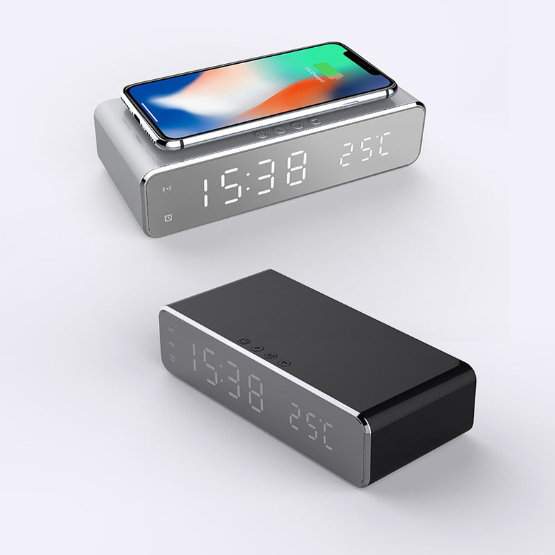 LED Electric Alarm Clock With Wireless Charger Desktop Digital Despertador Thermometer Clock HD Mirror Clock Watch Table Decor - VINE GLOBAL