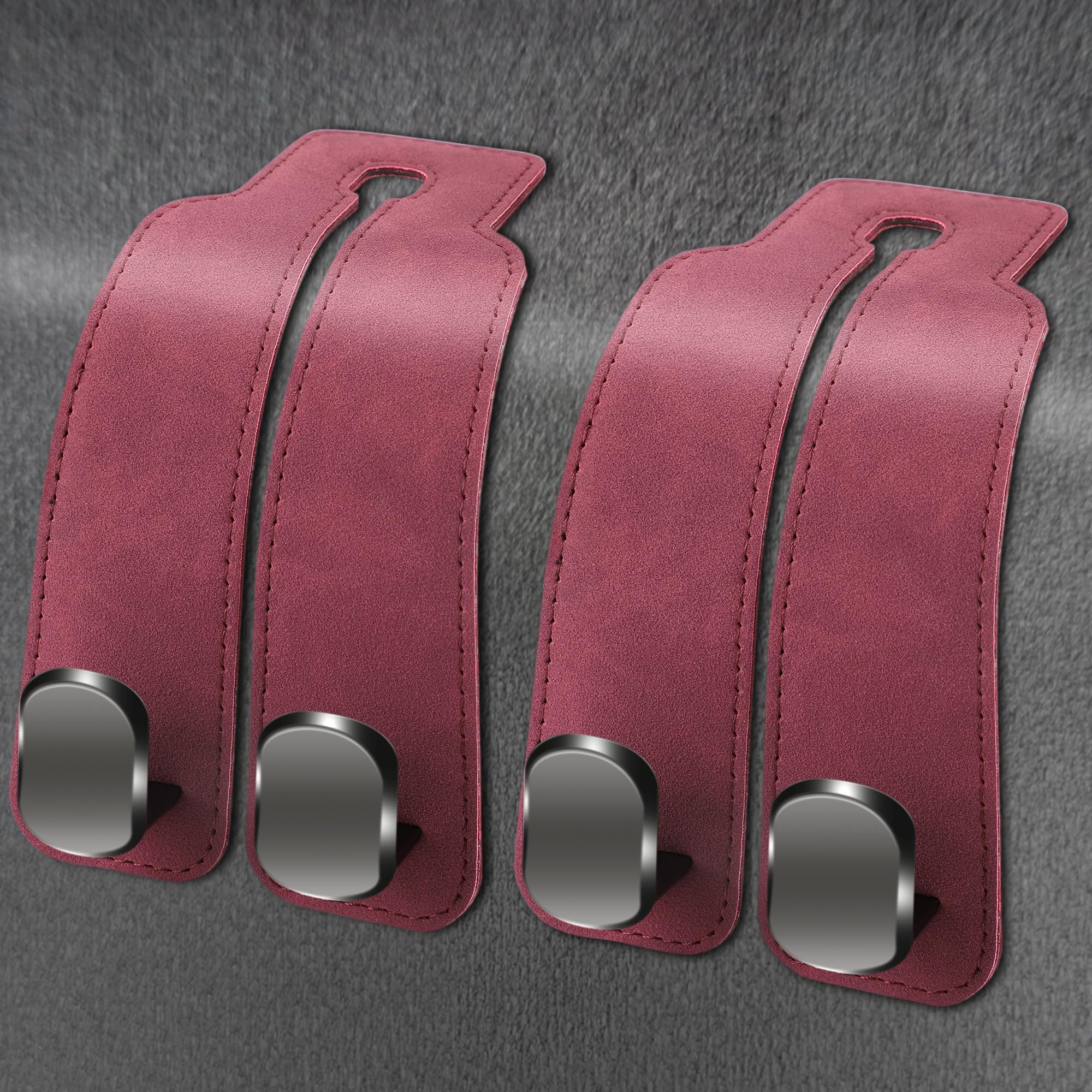 Amelity Car Hooks for Headrest, Car Seat Back Storage Hook for Headrest, Headrest Hooks for Purses and Bags, Car Hooks Leather (Black-2 Pack) - VINE GLOBAL