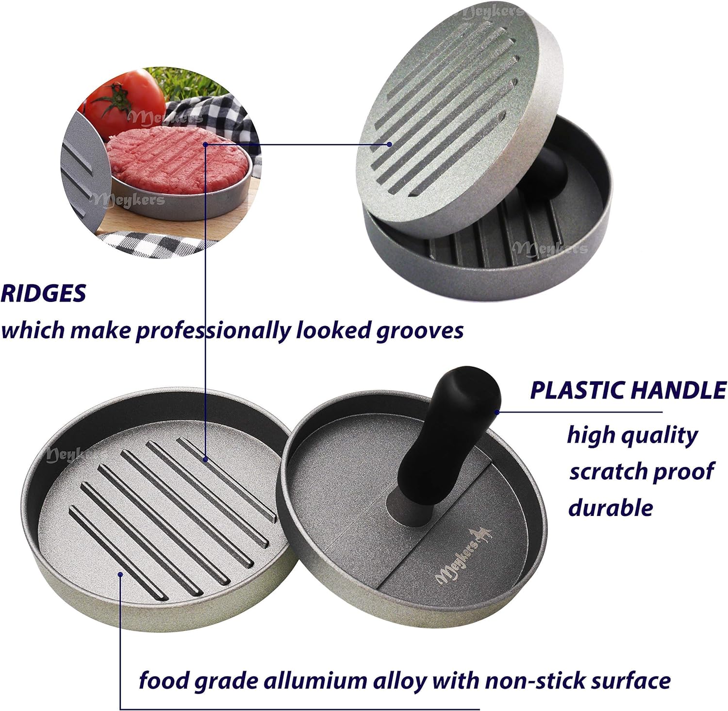 Burger Press 100 Patty Papers Set | Non-Stick Hamburger Mold with Free Wax Patty Paper Sheets - VINE GLOBAL