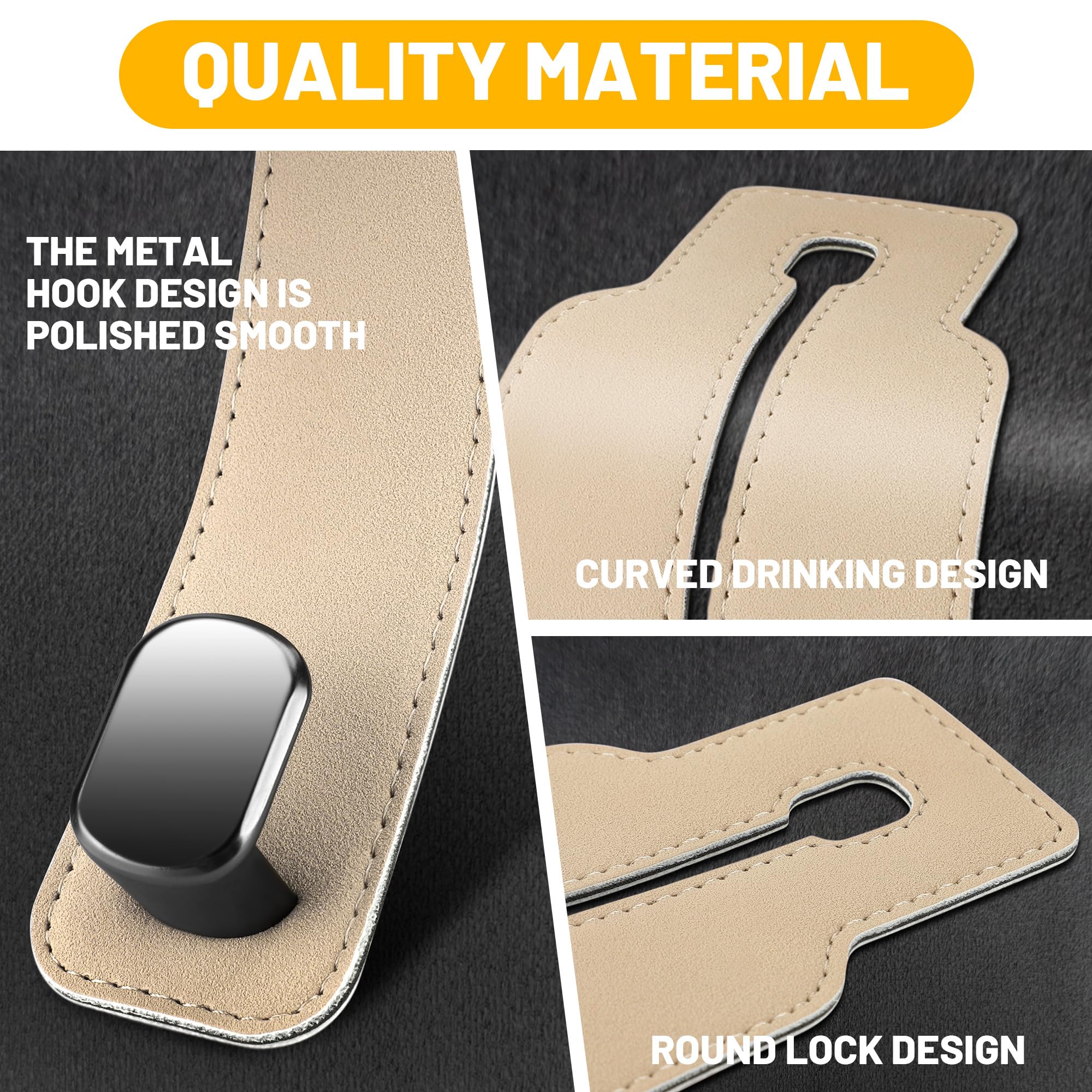 Amelity Car Hooks for Headrest, Car Seat Back Storage Hook for Headrest, Headrest Hooks for Purses and Bags, Car Hooks Leather (Black-2 Pack) - VINE GLOBAL