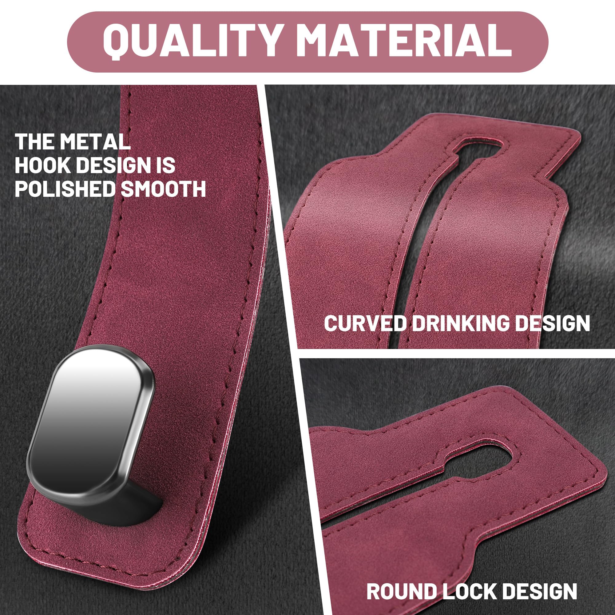 Amelity Car Hooks for Headrest, Car Seat Back Storage Hook for Headrest, Headrest Hooks for Purses and Bags, Car Hooks Leather (Black-2 Pack) - VINE GLOBAL