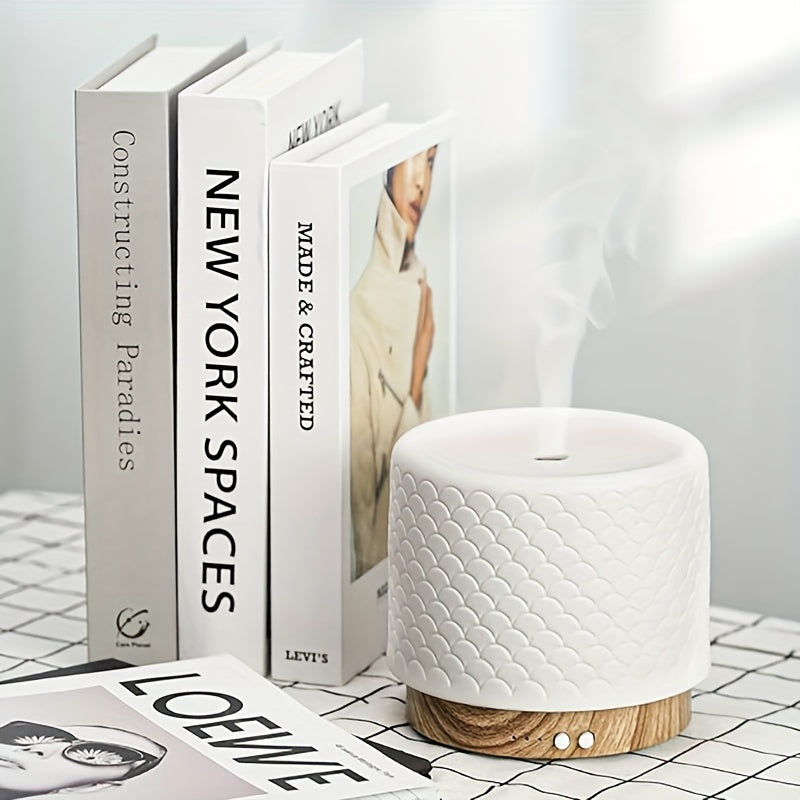 Essential Oil Diffuser, Ceramic Diffuser for Essential Oil Large Room Diffusers, Ultrasonic 280ml Aromatherapy Diffuser with Essential Oil, Bedroom Vaporizer Cool Mist Humidifier for Home Office - VINE GLOBAL