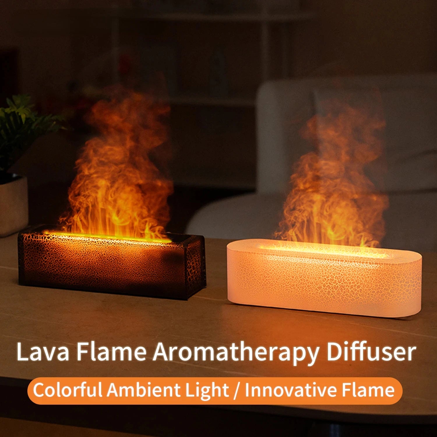 Colorful USB Flame Aromatherapy Essential Oil Diffuser with 7 Color LED Lights - Ideal for Bedroom and Yoga - Air Humidifier and - VINE GLOBAL