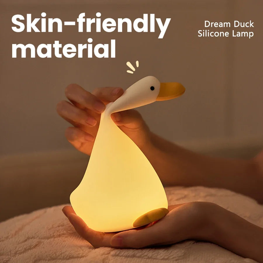 Rechargeable Duck Night Light - Cute Silicone Patting Lamp with Timer, Perfect for Bedside Decor & Gifts - VINE GLOBAL