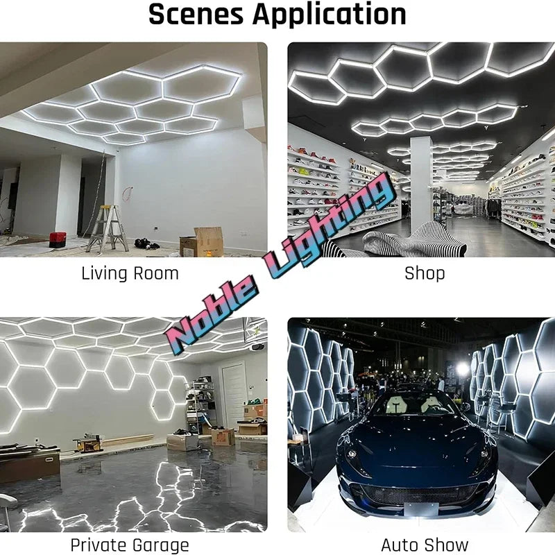 Muiti Garage Light Hexagon Led Lights Lamp Highly Efficient Honeycomb LED Light Customized for Barber Ceiling Lighting Workshop - VINE GLOBAL