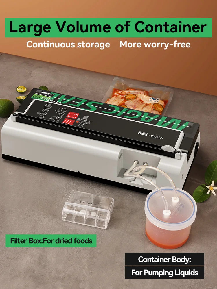 Vacuum Sealer MAGIC SEAL MS4005 Packaging Machine for Plastic Bags Products Food Storage Containers Mylar Auto Manual Modes Home - VINE GLOBAL