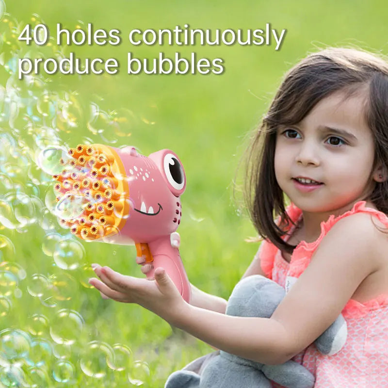 40-Hole Dinosaur Bubble Machine Gun for Kids - Battery-Free, No Bubble Solution Included - VINE GLOBAL