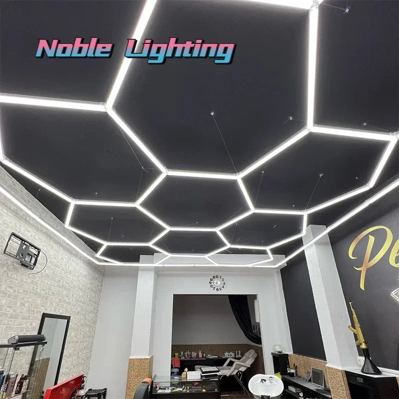 Muiti Garage Light Hexagon Led Lights Lamp Highly Efficient Honeycomb LED Light Customized for Barber Ceiling Lighting Workshop - VINE GLOBAL