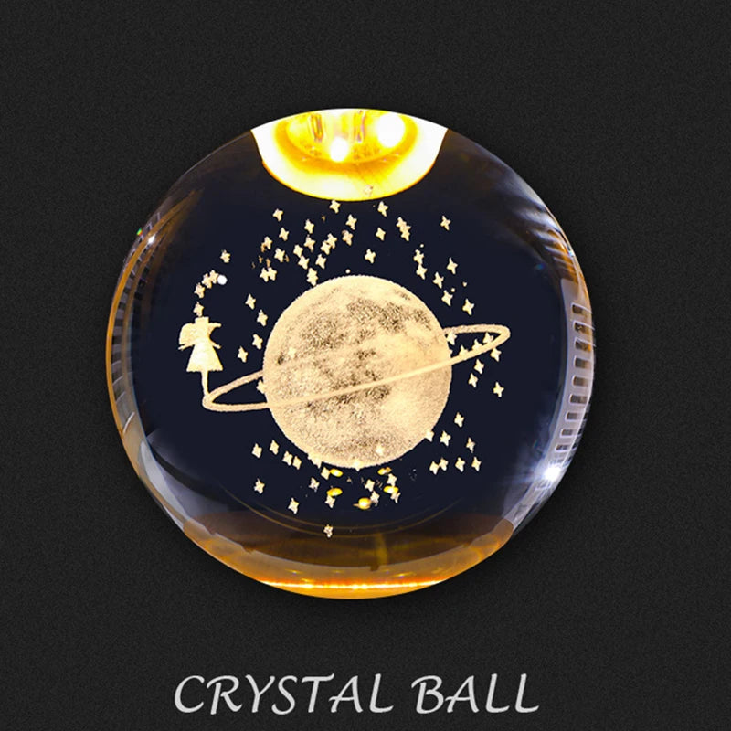USB Charging 3D Crystal Ball with Base Planetary Galaxy Night Light Creative Birthday Gifts Souvenirs Home Decorations Ornament - VINE GLOBAL