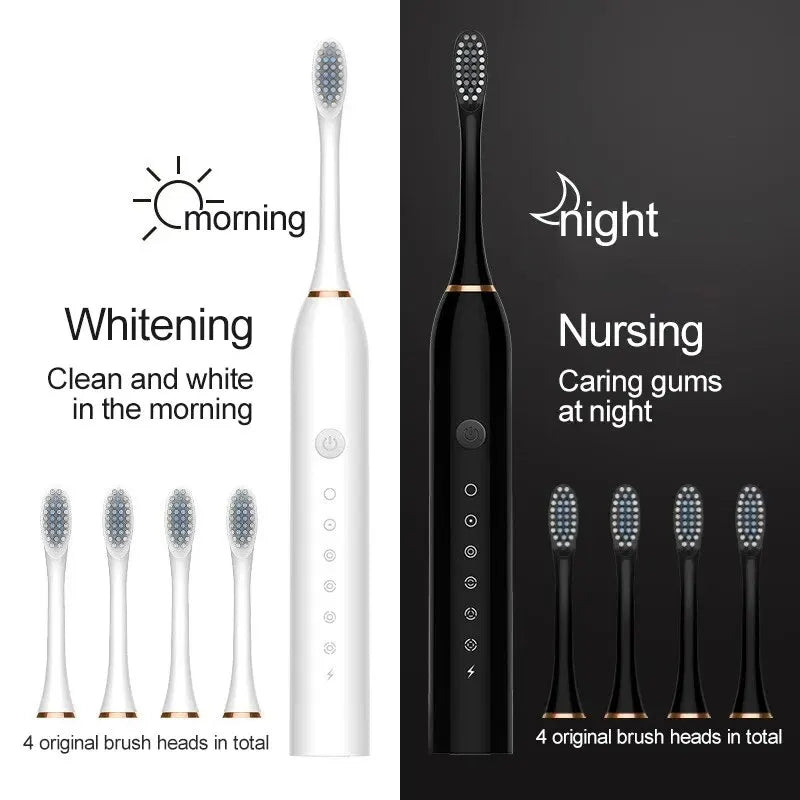 Electric Ultrasonic Toothbrush - 6 Speed Modes, USB Charging, Waterproof, Soft Bristles, Automatic, Couples Set - VINE GLOBAL