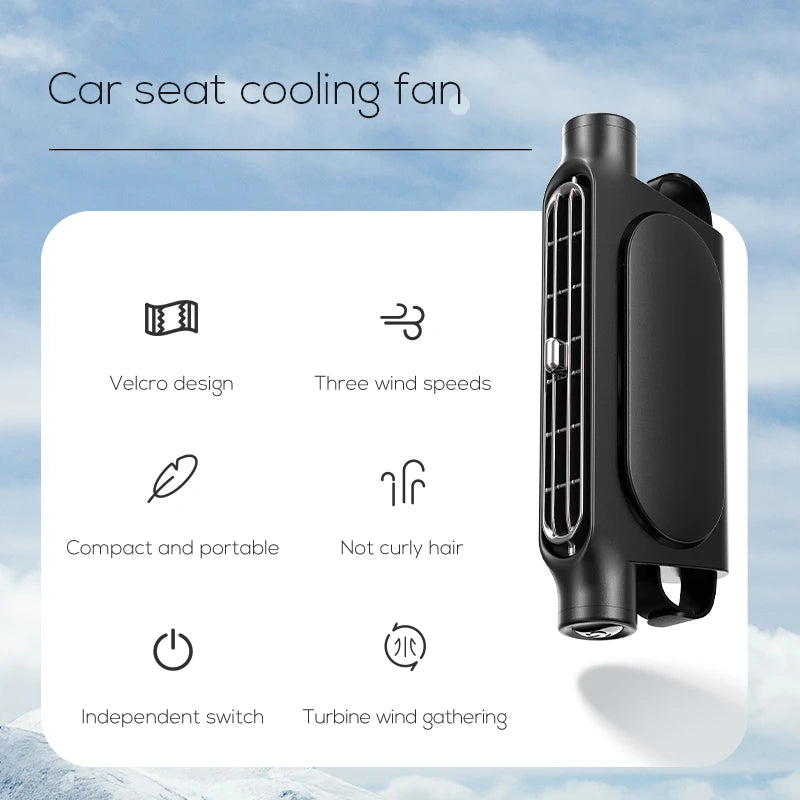 USB-Powered Car Seat Fan with Adjustable Strap for Front & Rear Passengers. - VINE GLOBAL