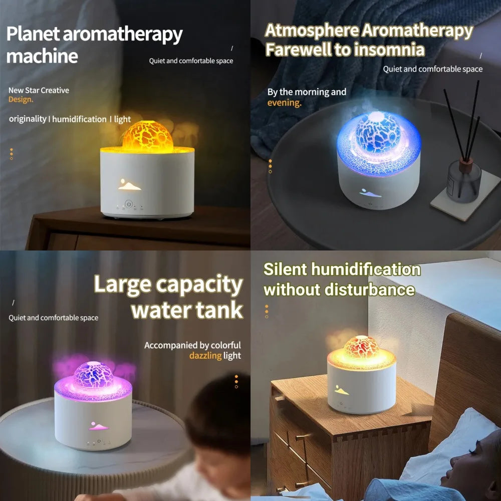 Aromatic Flame Planet Room Essential Oil Diffuser - Ultrasonic Cool Water Humidifier for Home - VINE GLOBAL