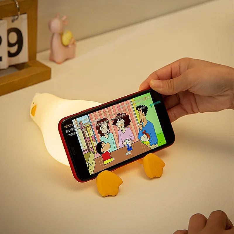 Rechargeable Duck Night Light - Cute Silicone Patting Lamp with Timer, Perfect for Bedside Decor & Gifts - VINE GLOBAL