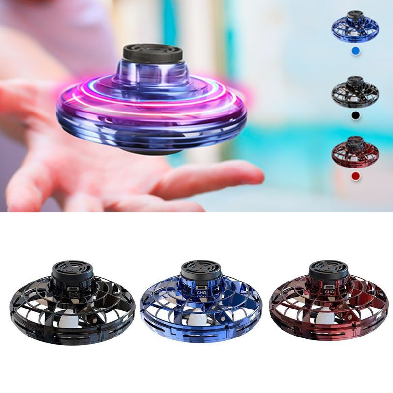 Mini Fingertip Gyro Interactive Decompression Toy Drone LED UFO Type Flying Helicopter Spinner Toy Kids - VINE GLOBAL