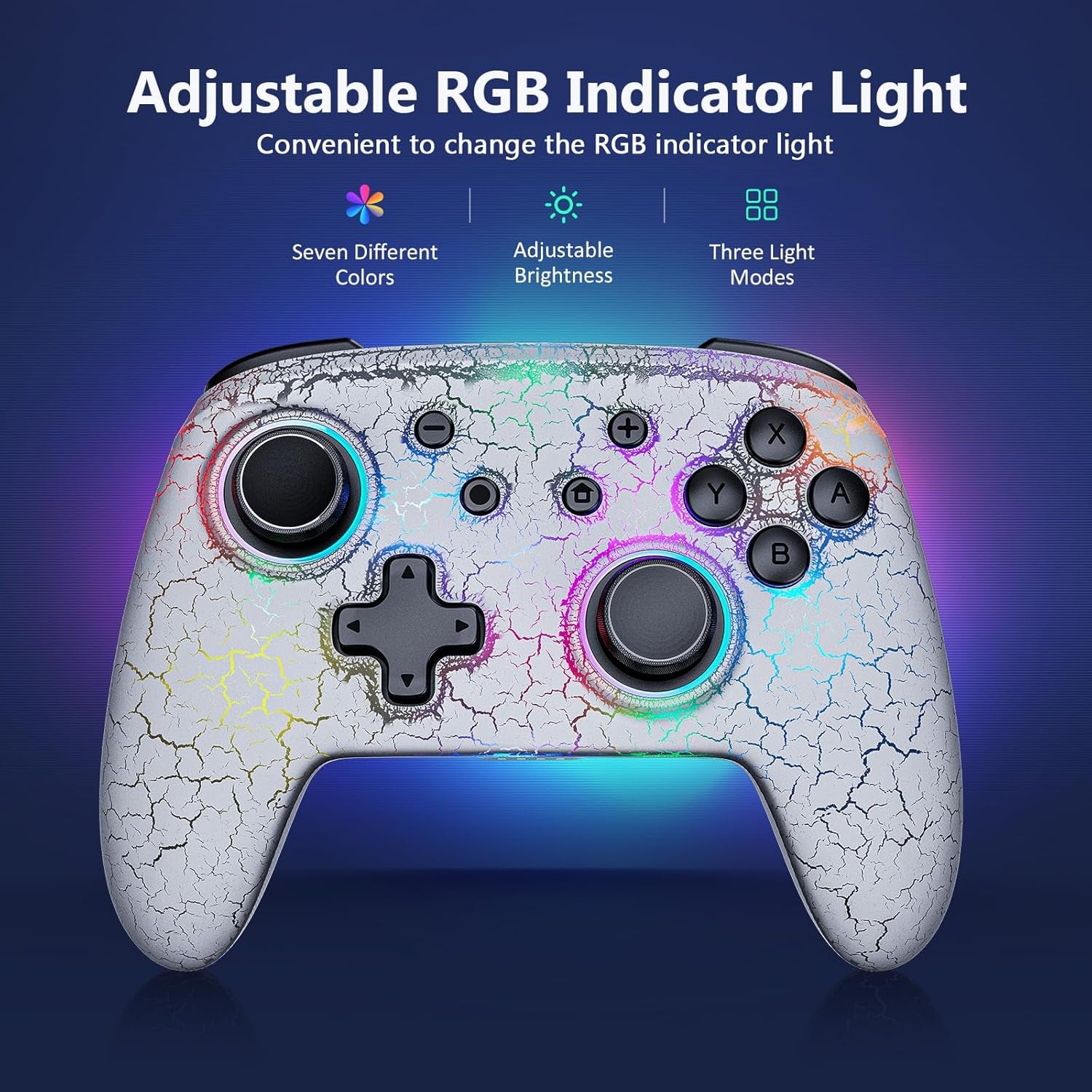 Hall Effect Controller (No Drift, No Deadzone) with Hall Sensing Joystick for Switch/Switch Lite/Oled, Wireless Bluetooth Controller with Motion Control, RGB Light, Turbo (Atmosphere)