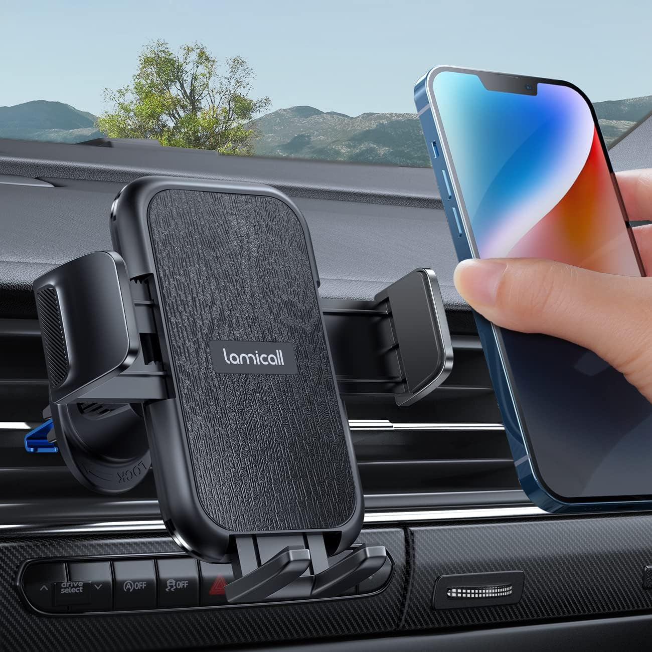 2024 Wider Clamp & Metal Hook Car Phone Holder Vent [Thick Cases Friendly] Phone Holders for Your Car Mount Automobile Hands Free Cradle Air Vent for Iphone 15 14 13 Pro Max Smartphone