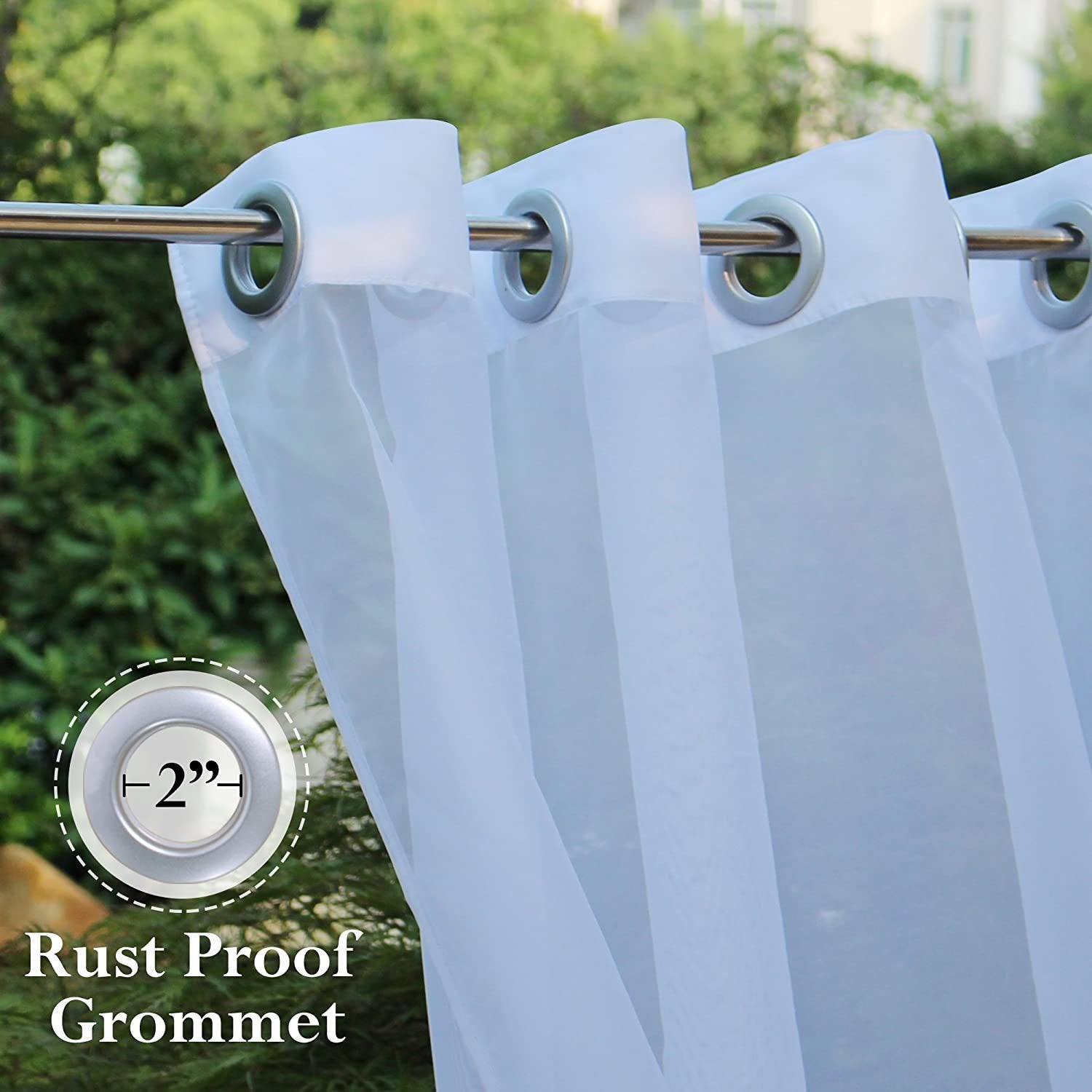 Outdoor Shading Door Curtain Waterproof Curtain Pavilion Balcony White Mesh Curtains Terrace Window Screen - VINE GLOBAL