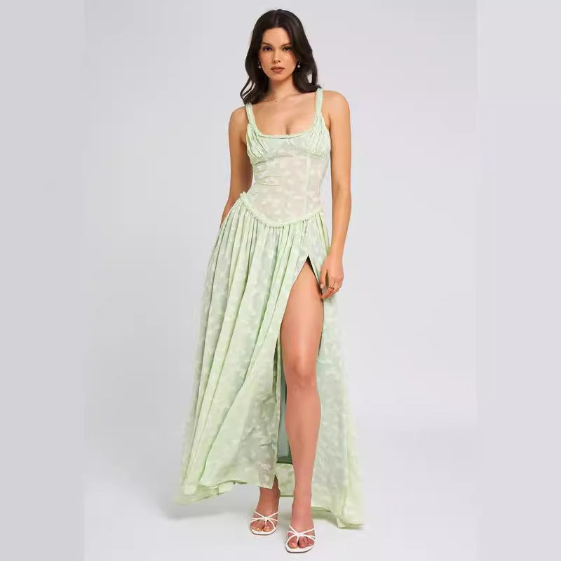 Women's V-neck Strap Lace Dress - VINE GLOBAL