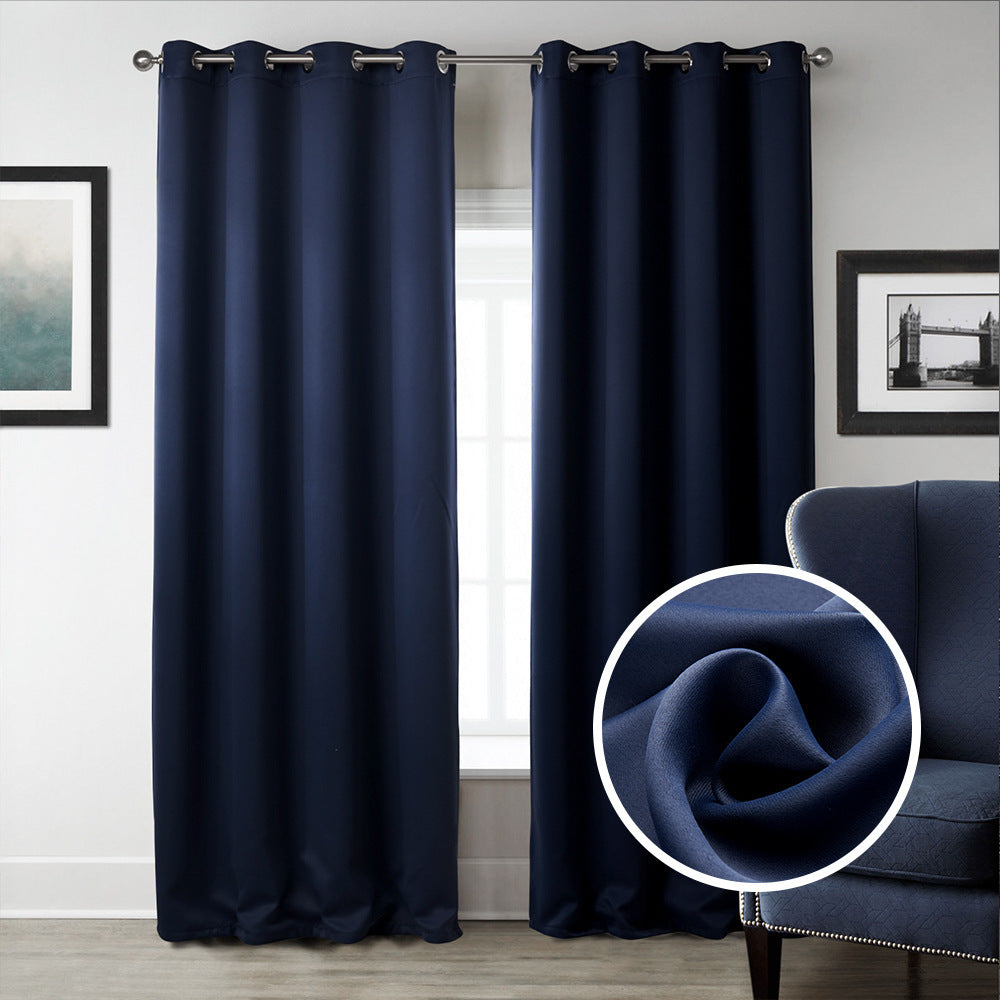 Dark Blue Bedroom Blackout Fabric Printed Curtains - VINE GLOBAL