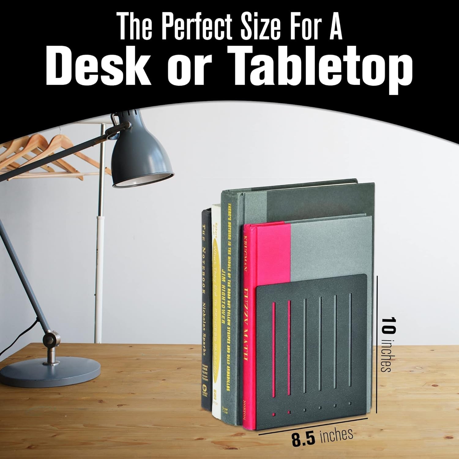 STEELMASTER by Banksupplies 10-Inch Heavy Duty Bookends | Scratch Resistant Finish | Heavy Gauge Material | Non-Slip Padded Base Protection | for Office, Bookshelves, Binders & Books