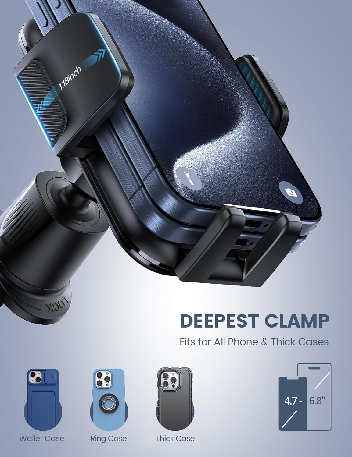 2024 Wider Clamp & Metal Hook Car Phone Holder Vent [Thick Cases Friendly] Phone Holders for Your Car Mount Automobile Hands Free Cradle Air Vent for Iphone 15 14 13 Pro Max Smartphone