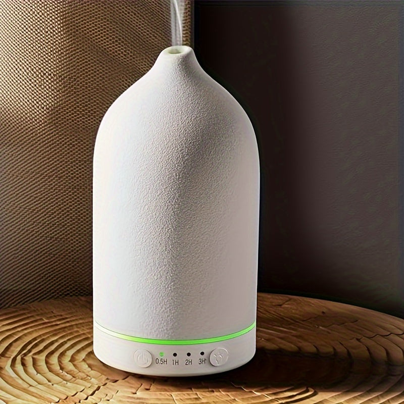 Ceramic Aromatherapy Diffuser with 7-Color Lights, Auto Off, Classic Design—Available in White, Black, and Woodgrain. - VINE GLOBAL