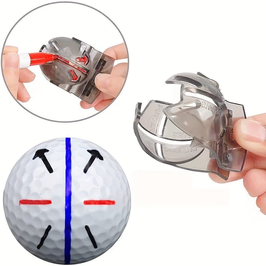 8pcs Precision Golf Ball Marker; 4 Golf Ball Marking Stencils And 4 Colors Pens; Golf Ball Line Marker Tool - VINE GLOBAL