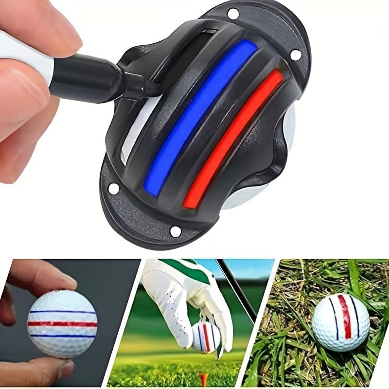8pcs Precision Golf Ball Marker; 4 Golf Ball Marking Stencils And 4 Colors Pens; Golf Ball Line Marker Tool - VINE GLOBAL