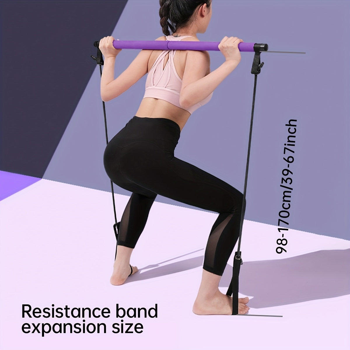 1pc Multifunctional Resistance Band Bar Pilates Bar; Home Fitness Workout Accessories - VINE GLOBAL