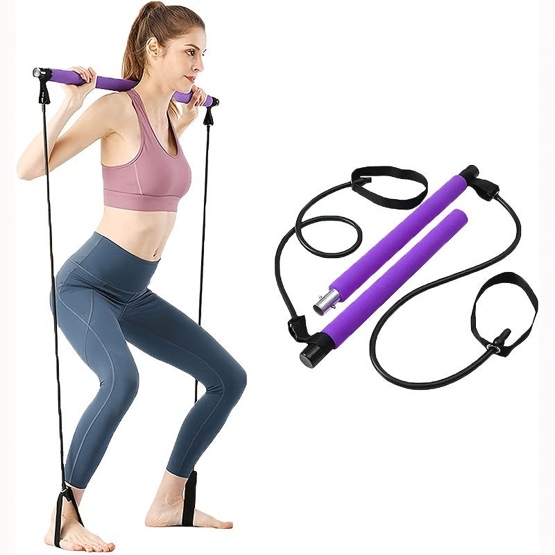 1pc Multifunctional Resistance Band Bar Pilates Bar; Home Fitness Workout Accessories - VINE GLOBAL