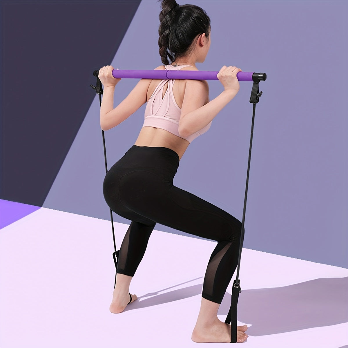 1pc Multifunctional Resistance Band Bar Pilates Bar; Home Fitness Workout Accessories - VINE GLOBAL