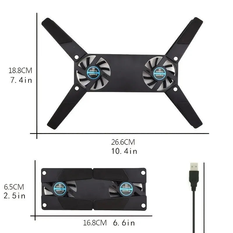 Computer Cooling Pad; Portable Notebook Radiator Foldable Fan Cooling Pad For Notebook Computer Laptop - VINE GLOBAL