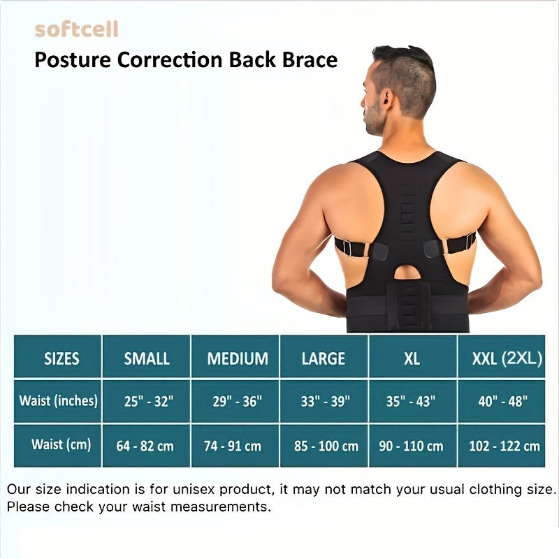Unisex Back Brace Posture Corrector; Magnetic Lumbar Back Support Belt For Back Pain Relief (Order A Size Up) - VINE GLOBAL