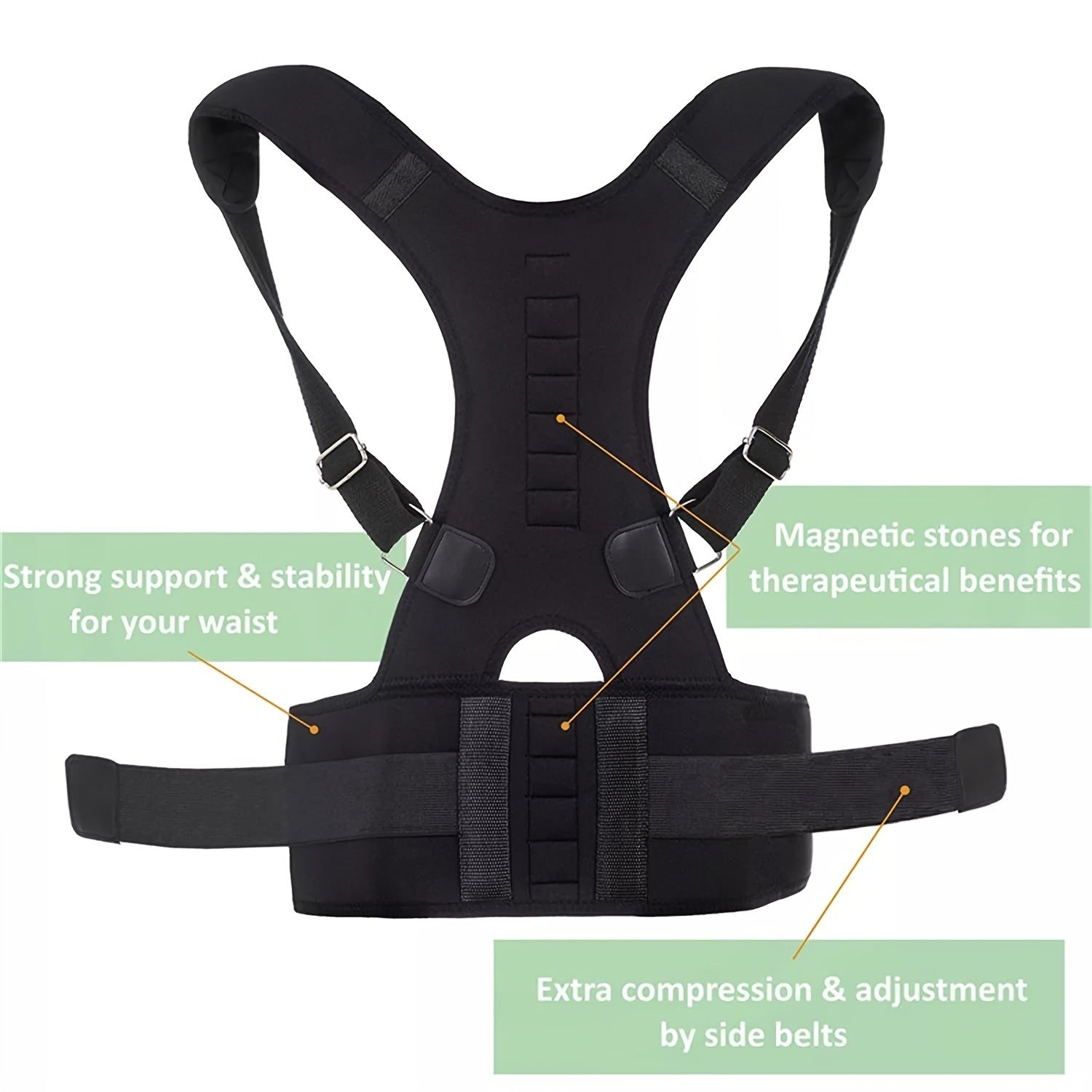 Unisex Back Brace Posture Corrector; Magnetic Lumbar Back Support Belt For Back Pain Relief (Order A Size Up) - VINE GLOBAL