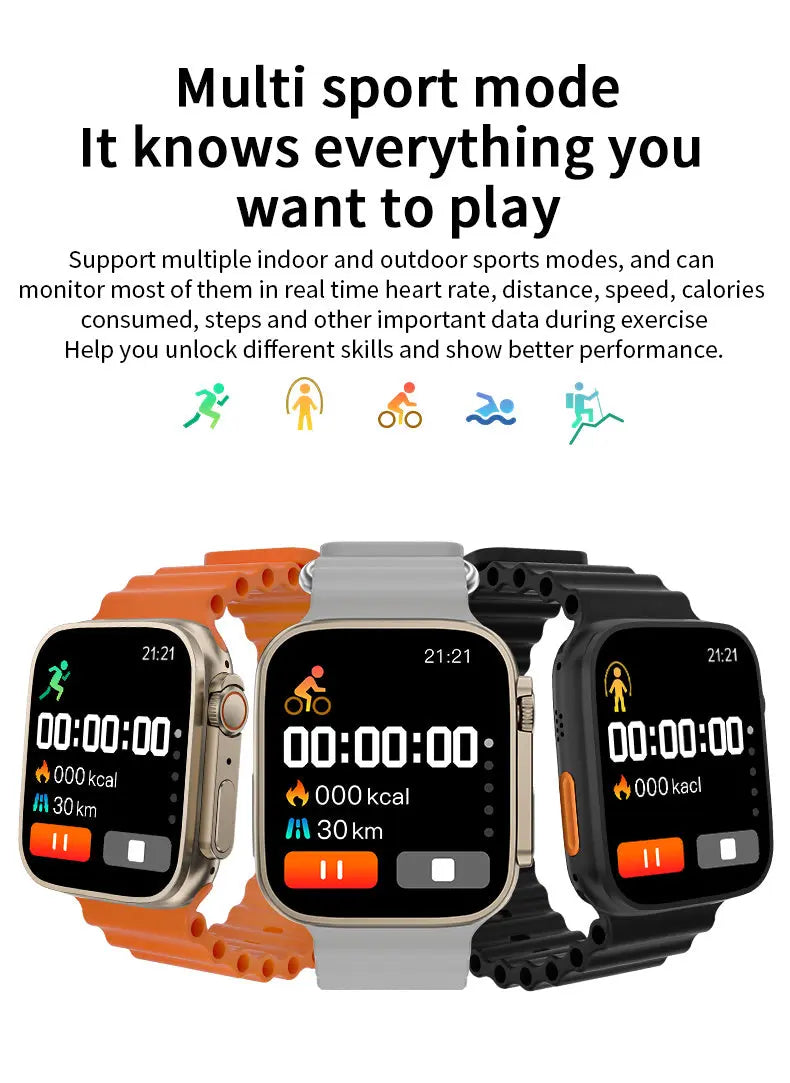 S8Ultra smart watch NFC sports step record heart rate blood pressure blood oxygen Bluetooth bracelet - VINE GLOBAL