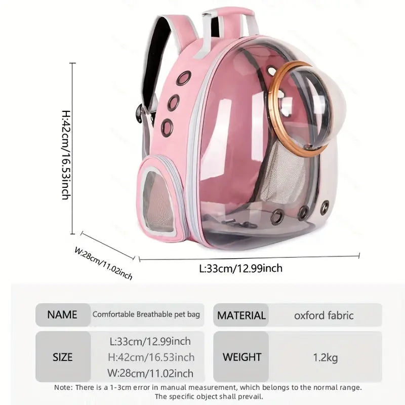 Pet Carrier Backpack, Space Capsule Bubble Cat Backpack Carrier, Waterproof Pet Backpack Outdoor Use - VINE GLOBAL