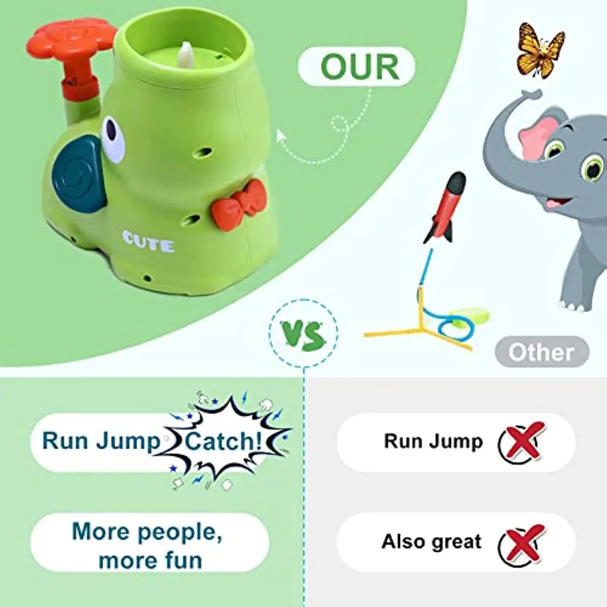 Outdoor Toys for Kids Ages 4-8: Elephant Butterfly Catching Game - Toddler Chasing Toy 3 4 5 6 7 Year Old Boys Girl Flying Spinner Toy Disc Rocket Launcher Kid Age 8-12 Gifts Fun Family Outside Games - VINE GLOBAL