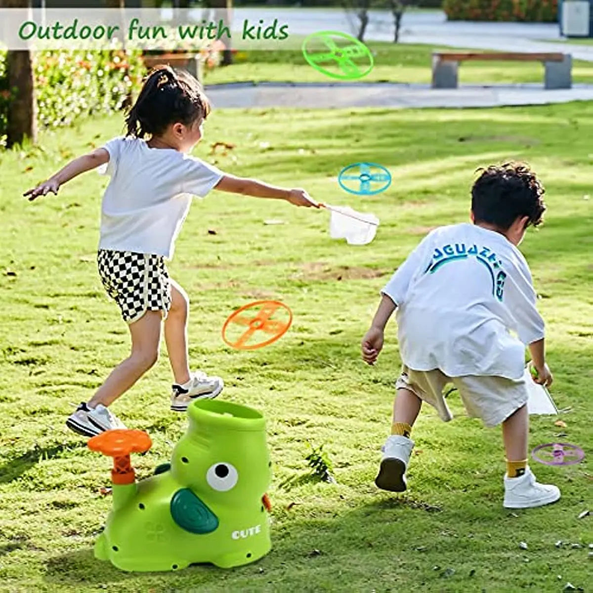 Outdoor Toys for Kids Ages 4-8: Elephant Butterfly Catching Game - Toddler Chasing Toy 3 4 5 6 7 Year Old Boys Girl Flying Spinner Toy Disc Rocket Launcher Kid Age 8-12 Gifts Fun Family Outside Games - VINE GLOBAL